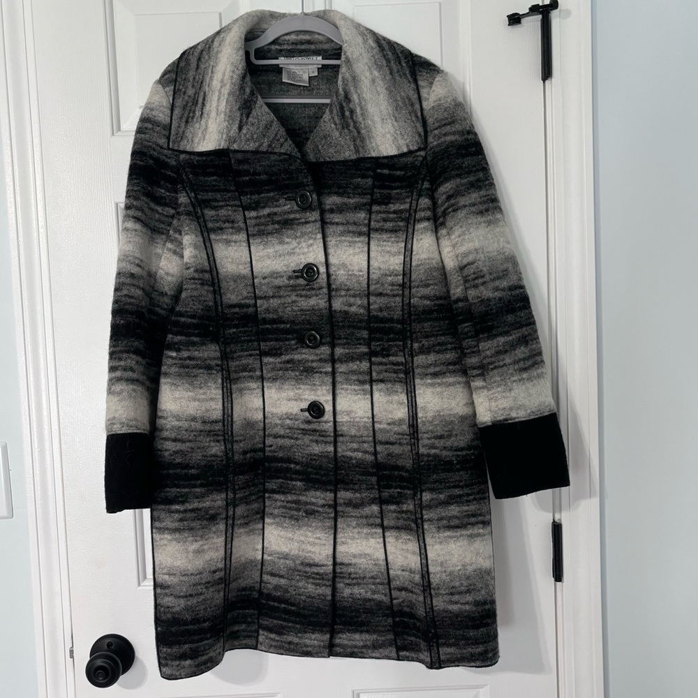 Worth New York Designer Jacket - Wool Blend Size Small Black and Gray